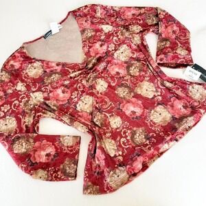 california concepts vintage red floral top‎ medium